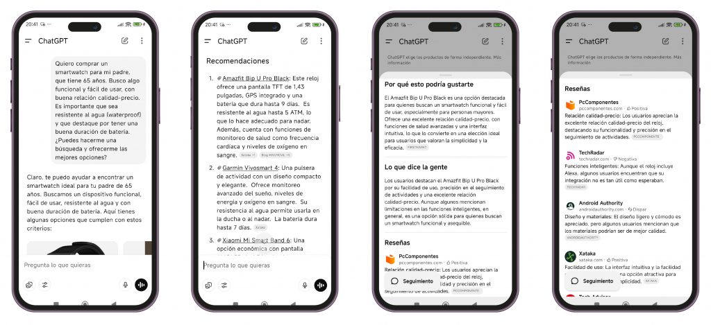 Ejemplo recomendaciones ChatGPT